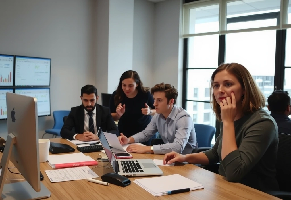 Digital marketing team analyzing data