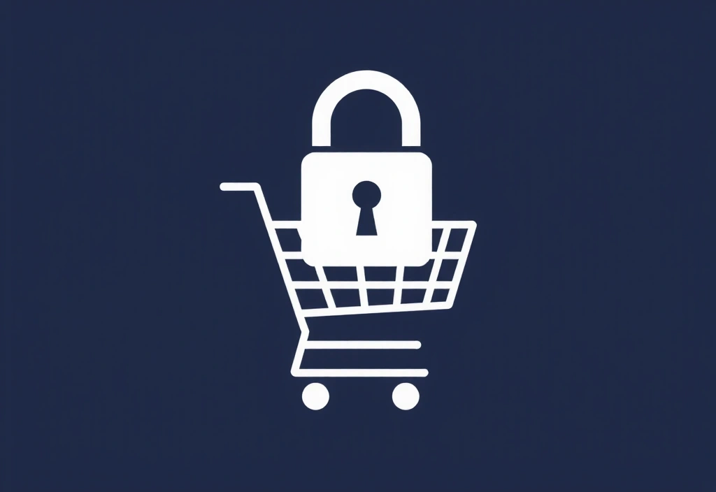 A secure padlock icon integrated into a shopping cart, symbolizing robust e-commerce security measures.