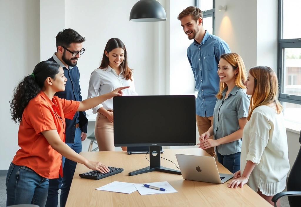 Team collaborating on a project