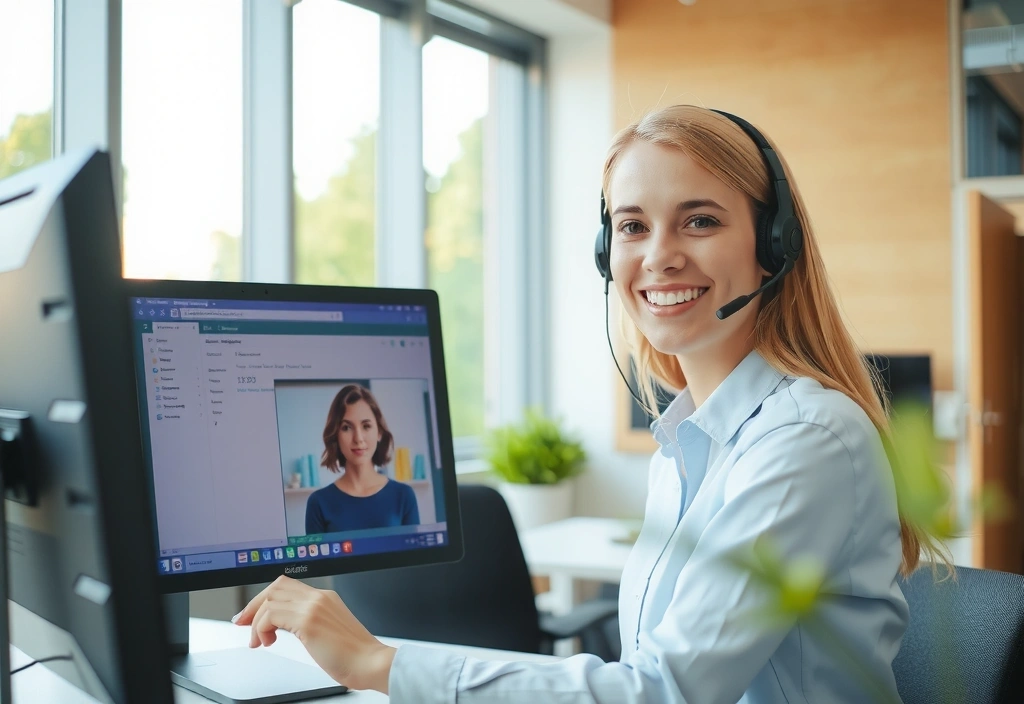 Customer support representative assisting a client