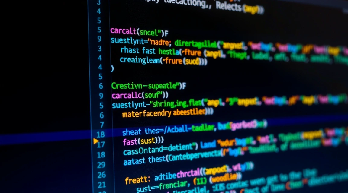 Futuristic web development code on screen