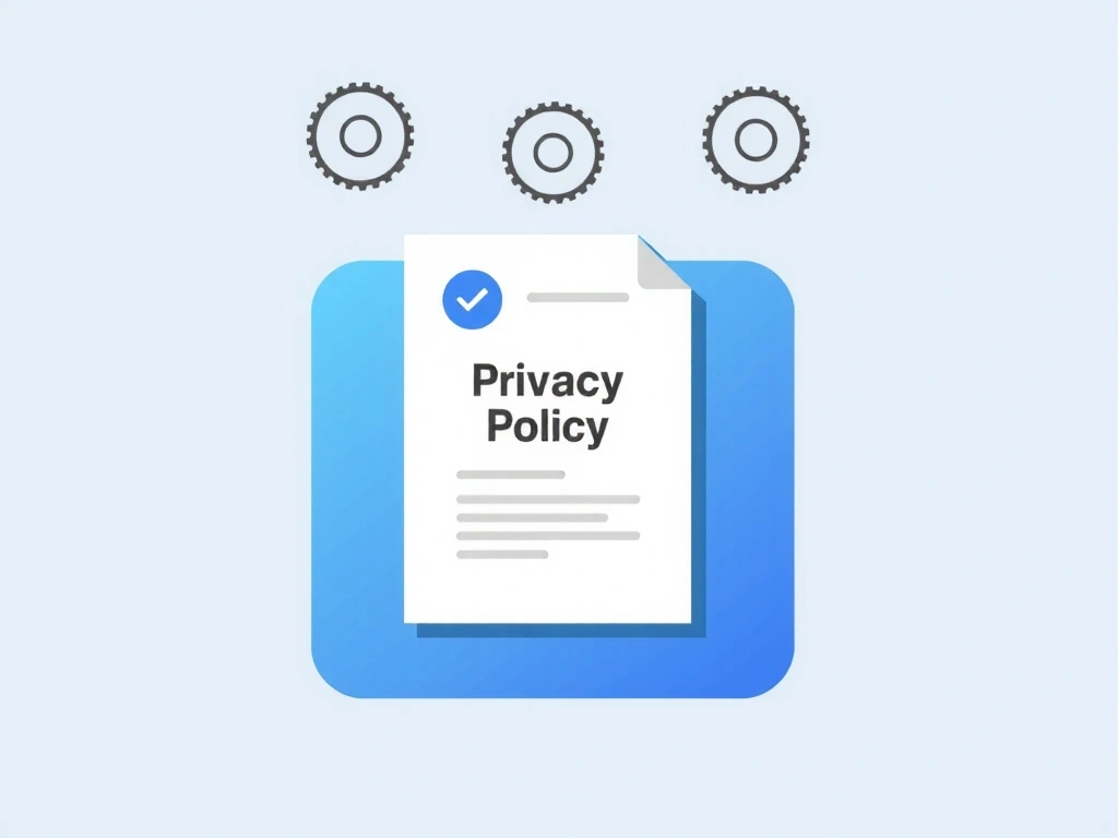 Document with 'Privacy Policy' title and changing gears icon