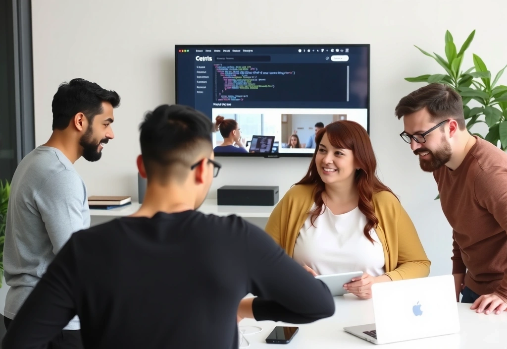 Web development team collaborating on a responsive website design