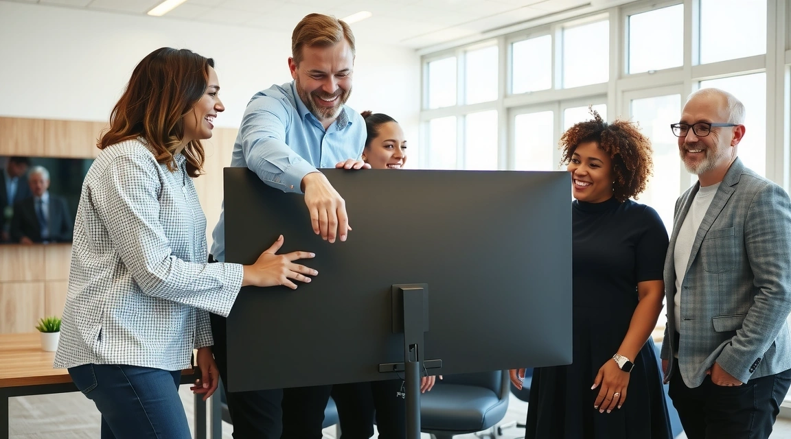 Team collaborating on a project, symbolizing shared success